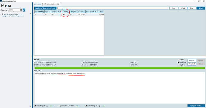 DMT - Backflush Error