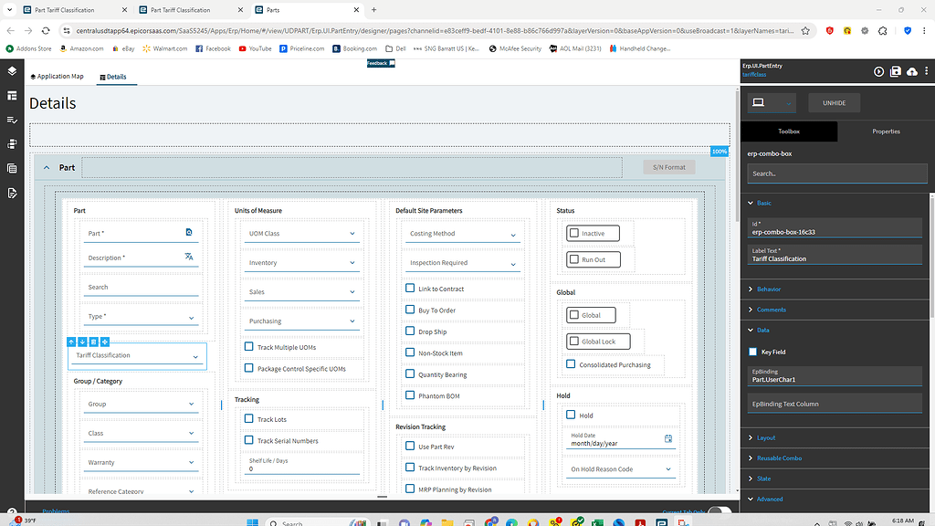 BAQ Combo Box Application Studio not saving the selected Combo Box data ...