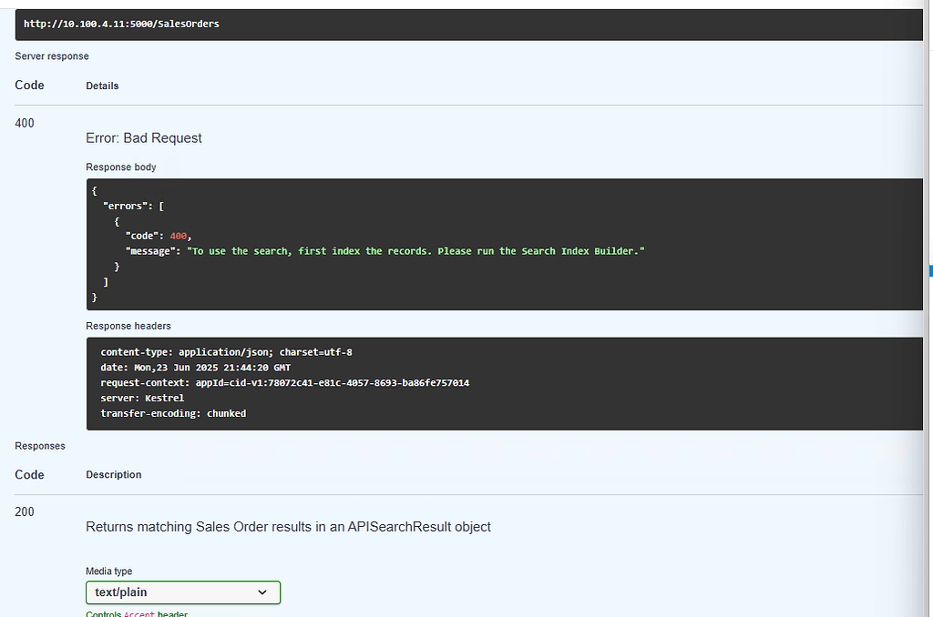 GET request to SalesOrders ECLIPSE API Rest version 24.2 - Epicor ERP 9 ...
