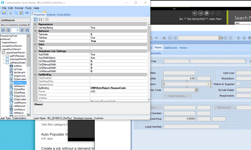 UI Customization - Form Event Wizard Table Missing From List - Epicor ...