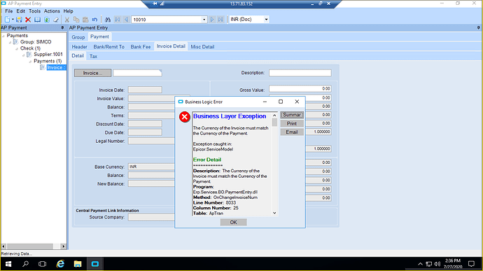 FOREIGN CURRENCY ERROR