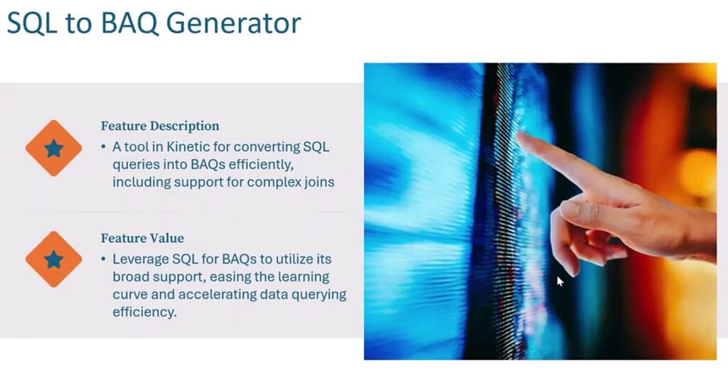 SQL to BAQ? - Kinetic ERP - Epicor User Help Forum