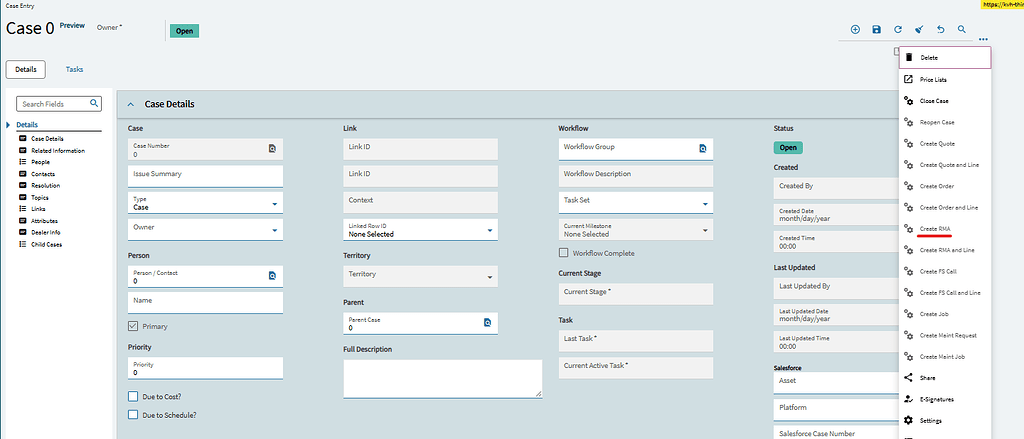 Create Rma Sap How to open customized layer on 'Create RMA' on 'Case Entry' landing ...