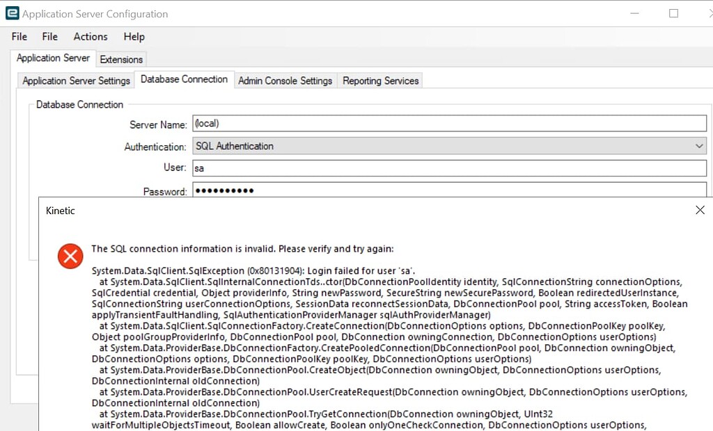 SQL Connection Information is Invalid - Kinetic ERP - Epicor User Help ...