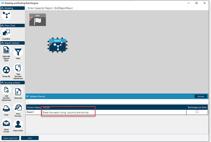 Break element selected