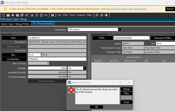 Cant add parts to PCID