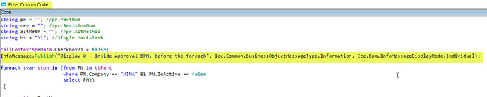BPM Custom Code