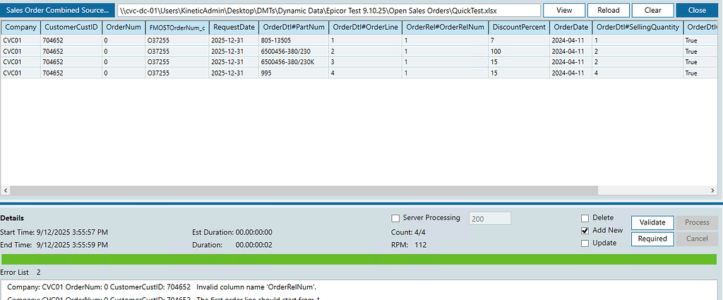 Sales Order Combined DMT - Multi Line order errors on last line for ...