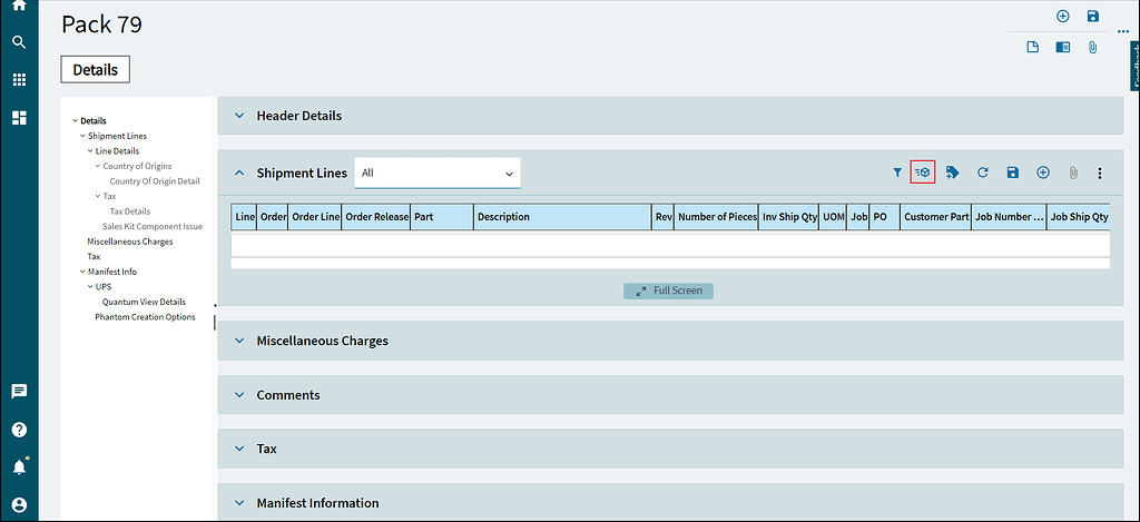Error creating a new pack in the customer shipment entry module ...