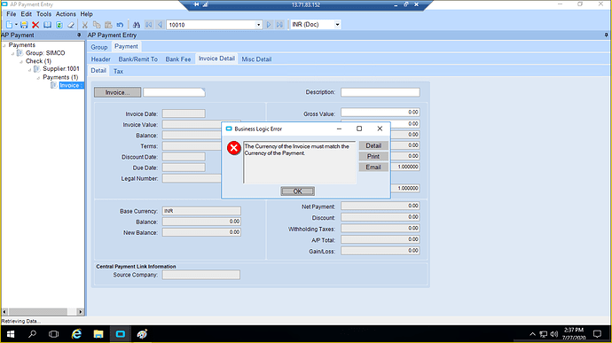 test FOREIGN CURRENCY ERROR 1