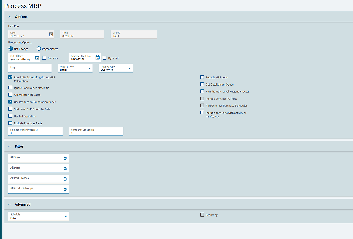 We are testing Kinetic 2025.2.5 and I get an error when running the MRP ...
