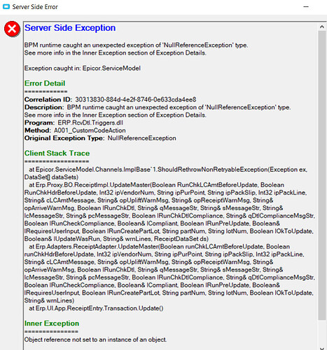 BPM null error