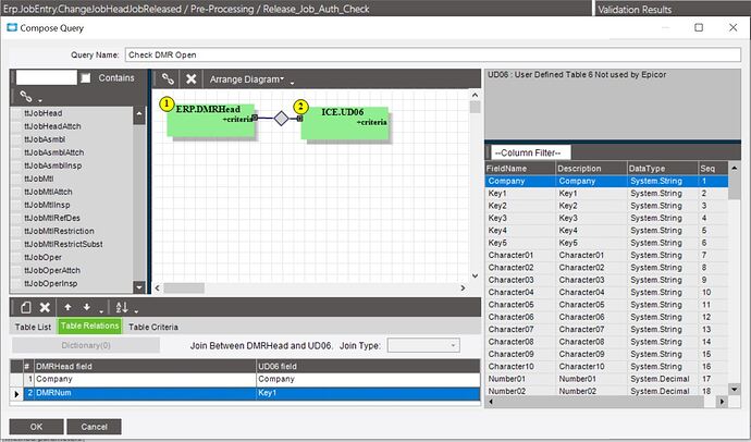 CheckOpenDMR-DMRHead & UD06 join condition