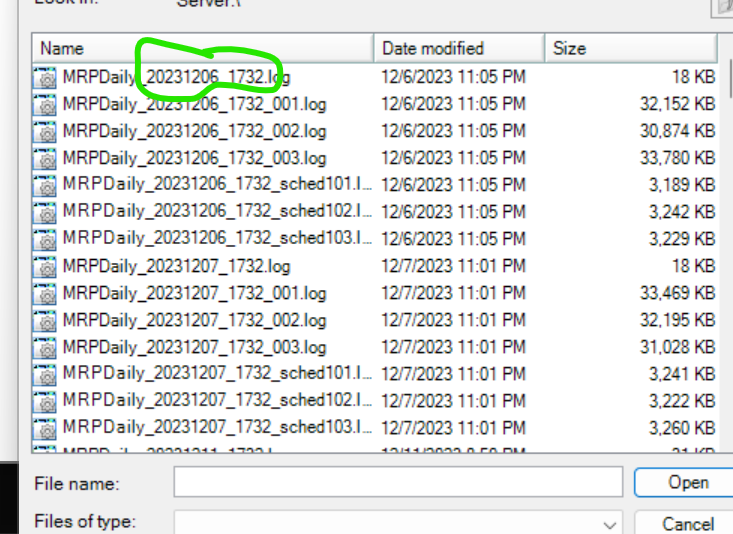 Remove time and date from mrp log files kinetic erp epicor user