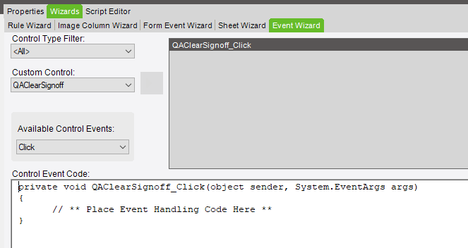 Event Wizard Clear Signoff Button Code