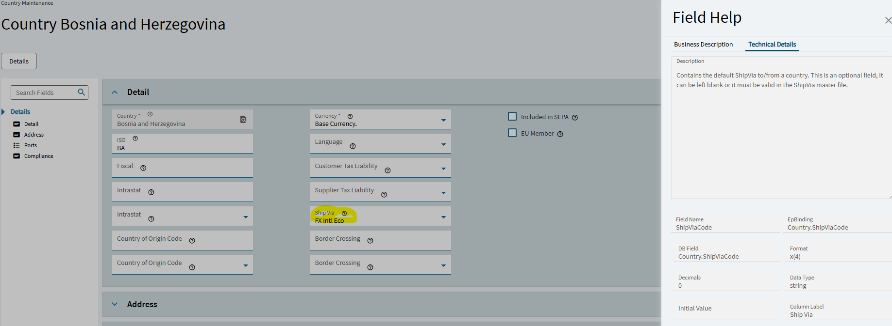 Kinetic Country Ship Via set under country code - Kinetic ERP - Epicor User Help Forum