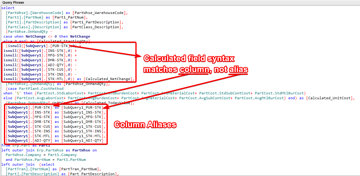 BAQ Calculated Field with Hyphen in Column Name - Epicor ERP 10 ...