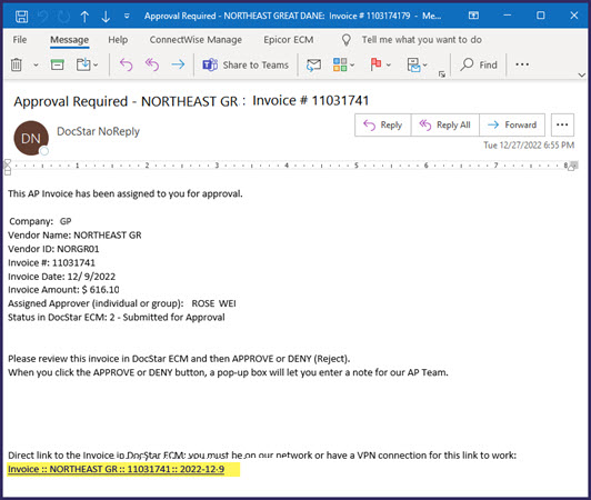 Send Email Example - AP Invoice Approval