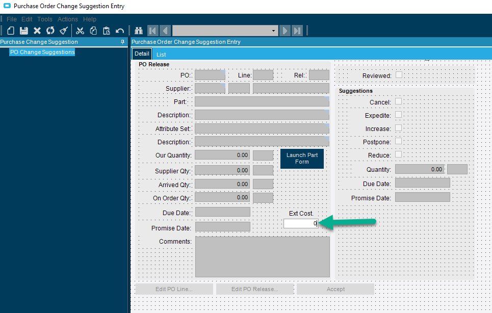 Po Input Screen Change PO Suggestions Screen Customization - Line Value - Epicor ERP 10 ...