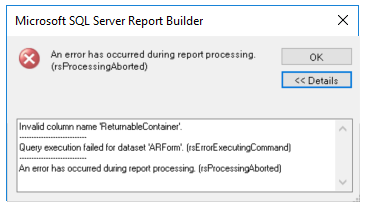 Screenshot SSRS Error