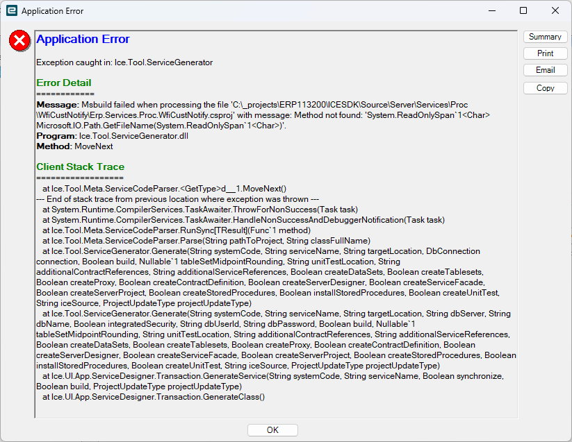 Service Designer Generate Error - Kinetic ERP - Epicor User Help Forum