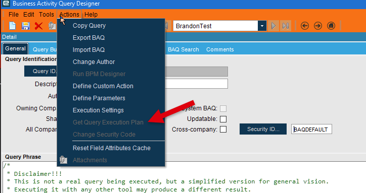 Can you force a query execution plan for BAQ - Page 3 - Kinetic ERP ...